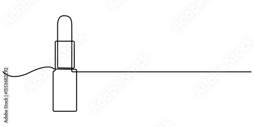Continuous one line drawing of lipstick design. lipstick cosmetic in single line draw illustration. Editable stroke, Continuous one line lipstick, single line art. Continuous one line drawing. 