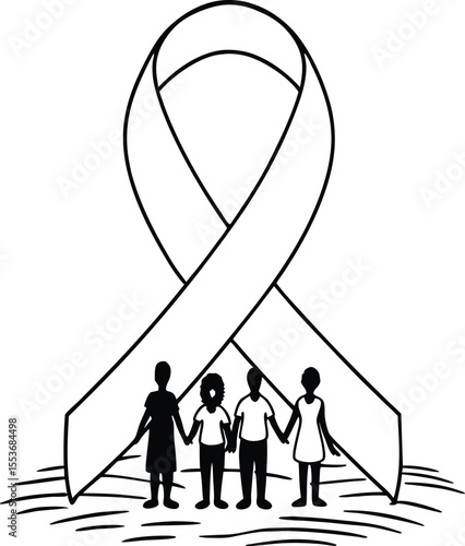 World Cancer Day Set Of Silhouette Vector, vector illustration of business people ,ovarian cancer, pancreatic cancer, awareness, cancer, event