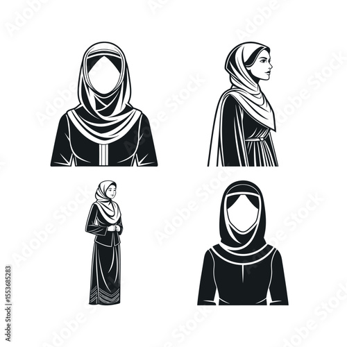 A silhouette vector set of Malaysian woman in baju3