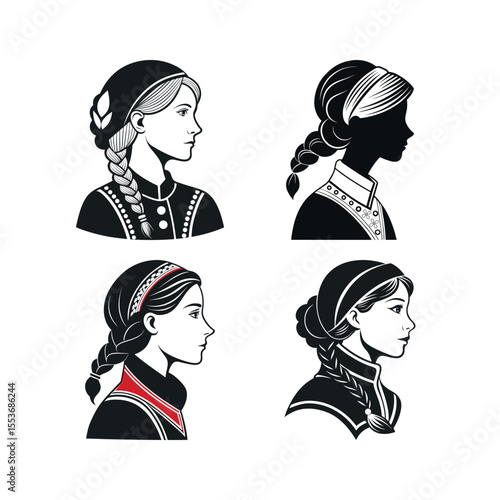 A silhouette vector set of Norwegian SMI woman