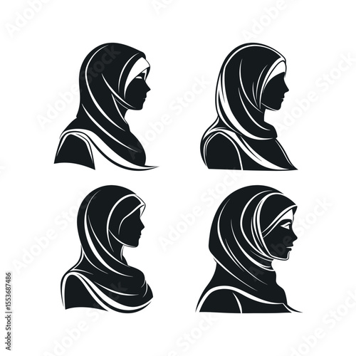 A silhouette vector set of Somali womans profile