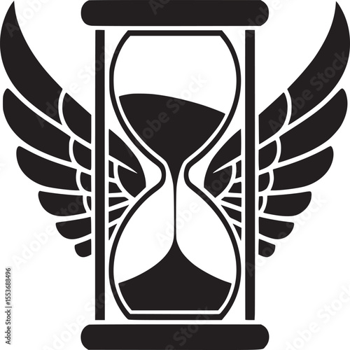 Black hourglass sand timer icon vector illustration time management deadline concept design graphic element on transparent background silhouette
