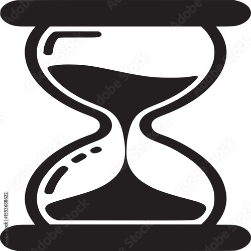 Winged hourglass vector illustration: time flies concept, deadline, and time management design element on transparent background silhouette