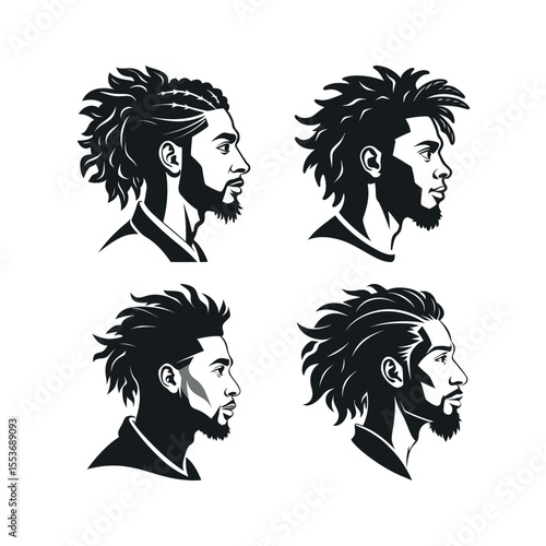 Silhouette vector of mans profile dreadlocks hair