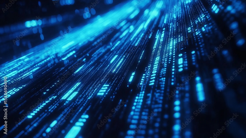 Blue digital binary data on computer screen background Blue digital binary data on computer screen background