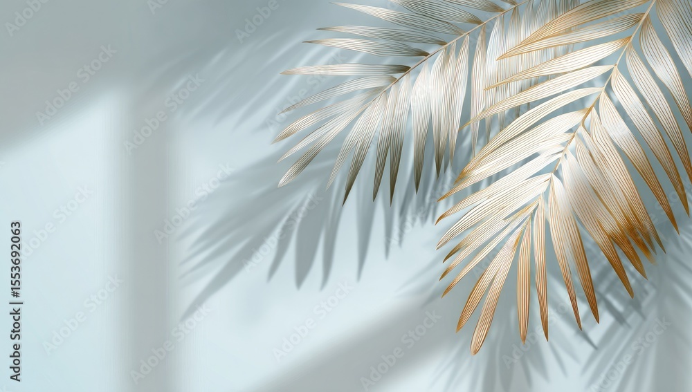 Fototapeta premium Light and shadow play with dried palm leaves