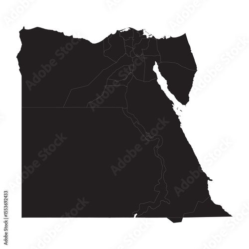 Detailed political and geographical map of Egypt with cities, borders, Nile River, landmarks, and terrain
