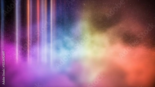 Vibrant neon lights with colorful smoke backdrop