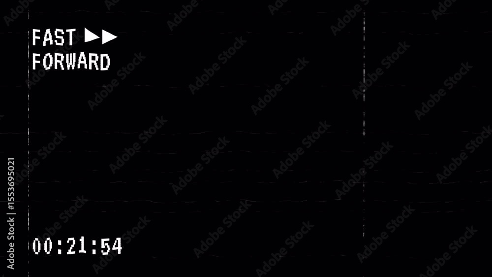 VHS video tape fast forward screen overlay with time code on Alpha ...
