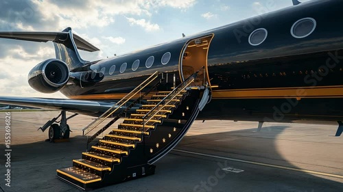 Black luxury private jet premium business millionaire