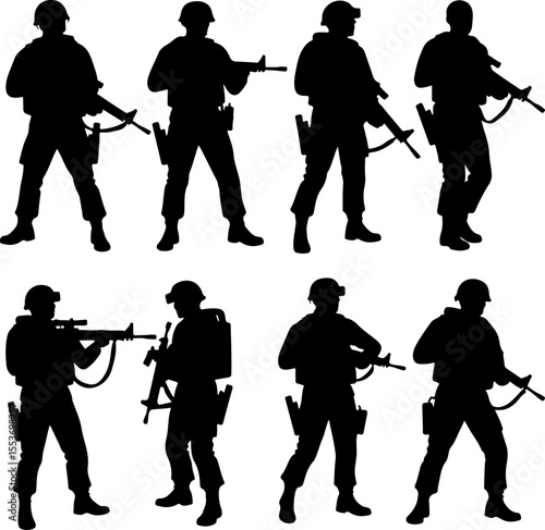American soldiers military  army, advance Vector Bundle