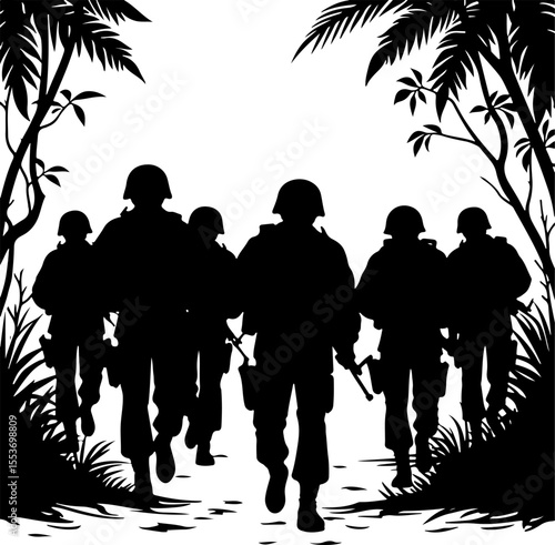 American soldiers military  army, advance Vector Bundle