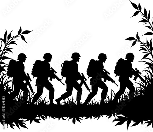 American soldiers military  army, advance Vector Bundle