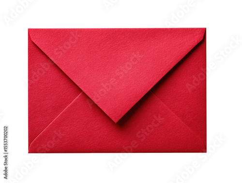 A closed red envelope with textured paper isolated on transparent background