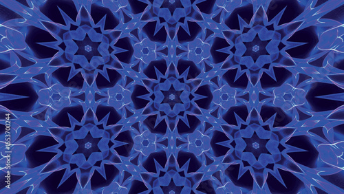 An abstract blue light kaleidoscope pattern designed for maximum visual impact with vibrant resonance. Stunning, mesmerizing kaleidoscope effect. Vector illustration.
