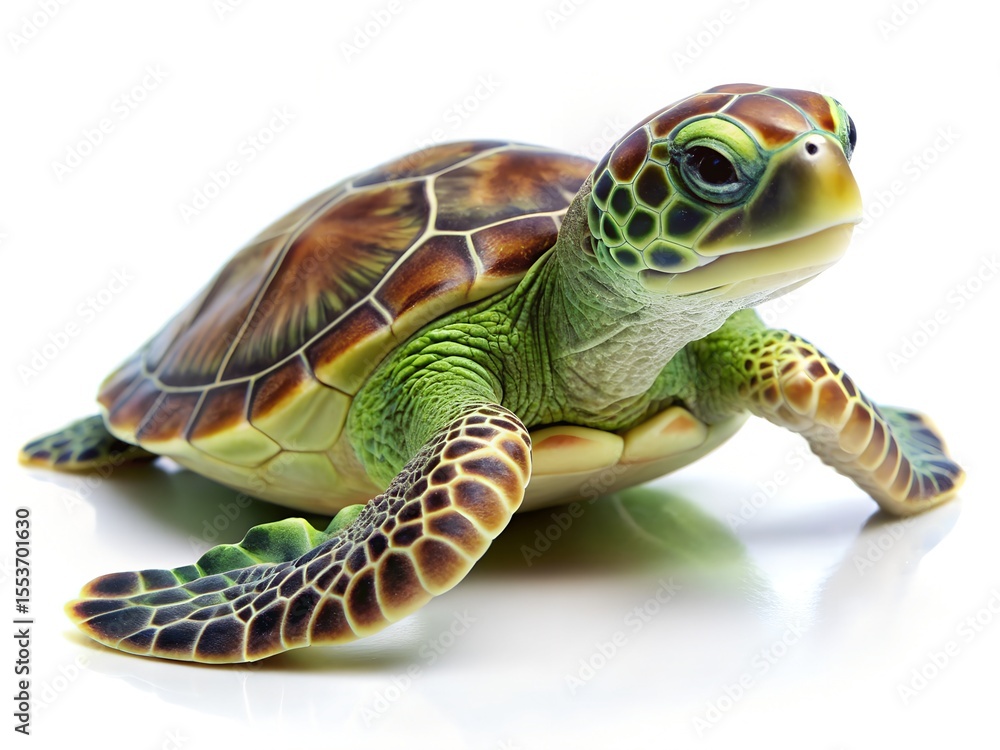 Fototapeta premium An isolated baby sea turtle on white background