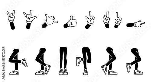 Cartoon Hands and Legs Vector Illustration Set