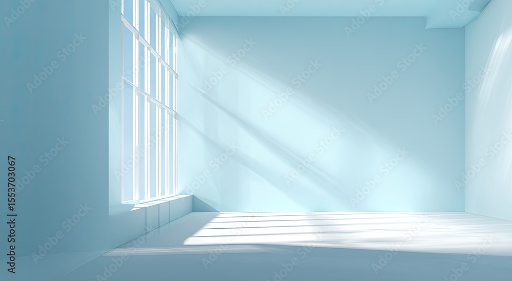 Fototapeta premium Light-filled pale blue room