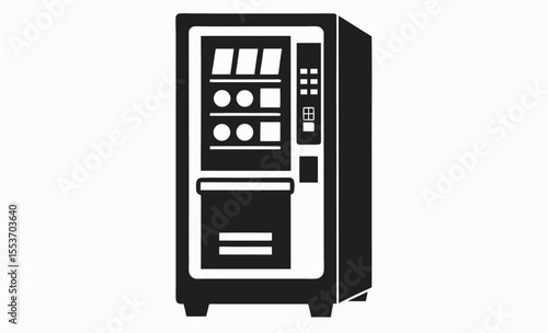 vending machine simple icon, snack dispenser silhouette, automatic retail vector, minimal black design