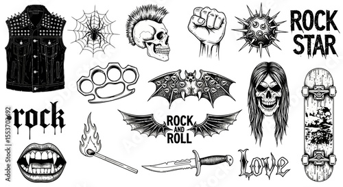 Rock and Roll Graphics Skull, Punk, and Rebellion Illustrations