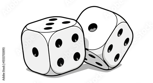 Pair of Dice Illustration Black and White Vector Graphic