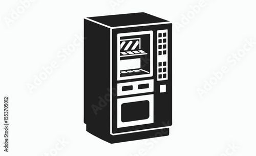 vending machine simple icon, snack dispenser silhouette, automatic retail vector, minimal black design