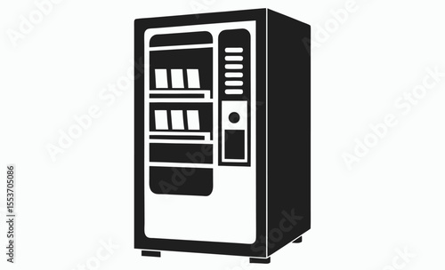 vending machine simple icon, snack dispenser silhouette, automatic retail vector, minimal black design