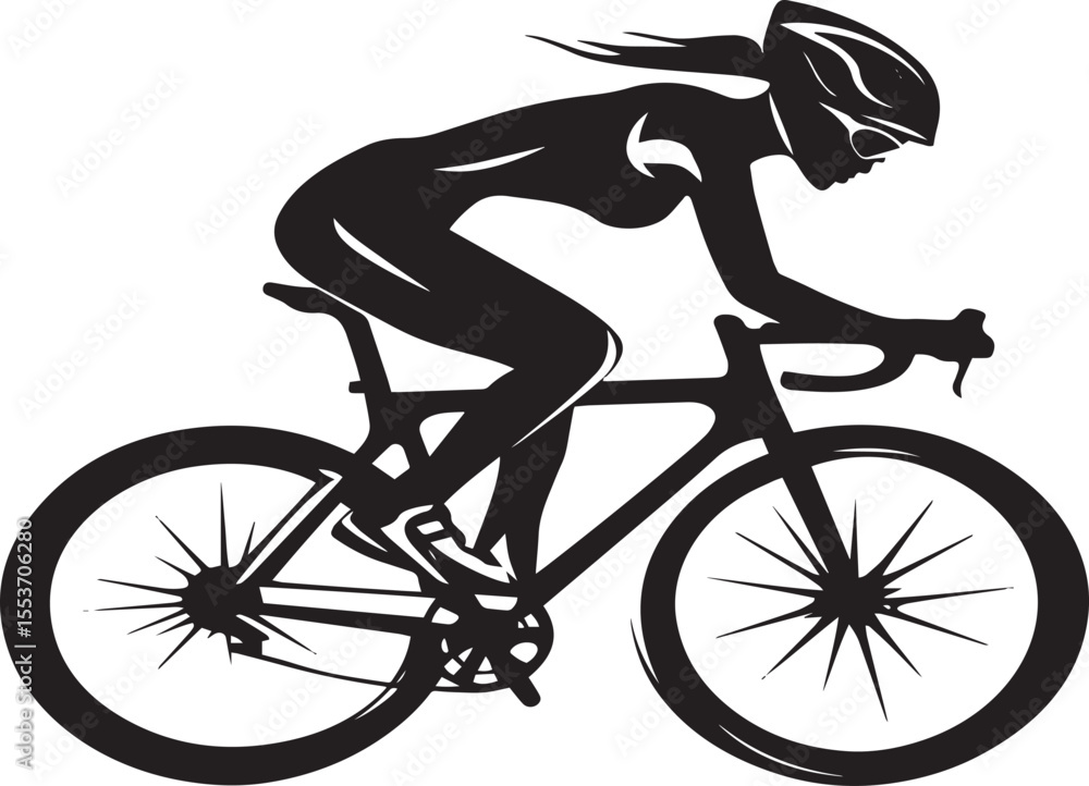 Naklejka premium silhouette of a woman riding a bicycle