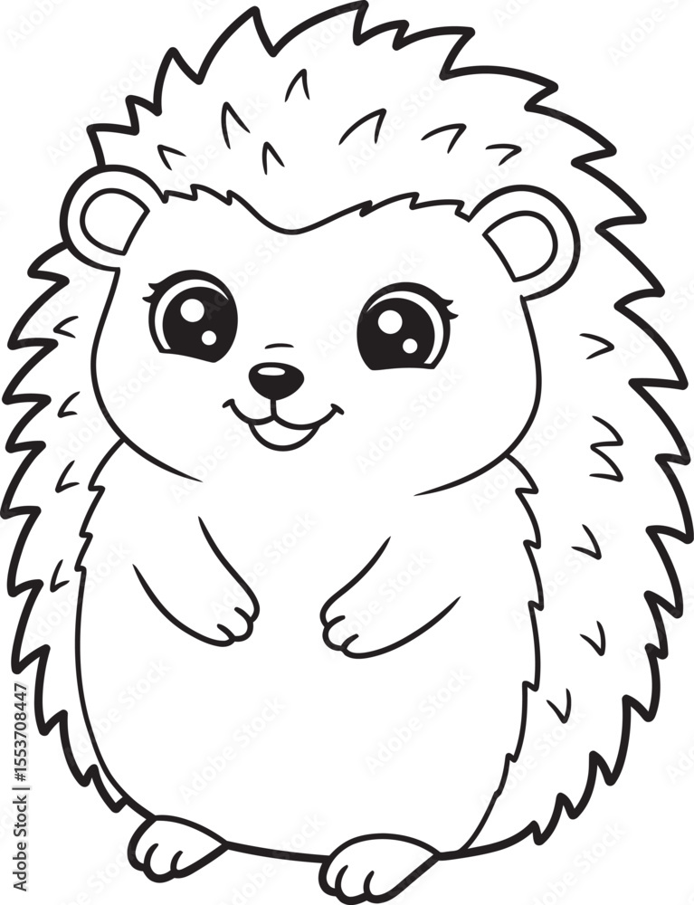Fototapeta premium Hedgehog Outline an line art Coloring Pages Vector White color background 