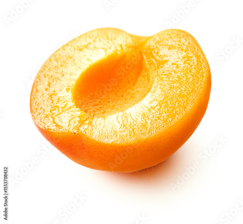 Fresh half apricot fruit isolated on white background with clipping path.