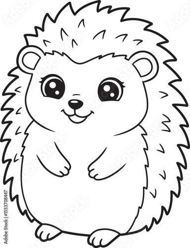 Hedgehog Outline an line art Coloring Pages Vector White color background 