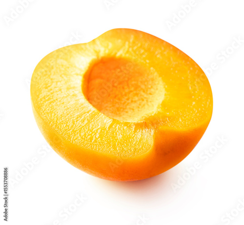Fresh half apricot fruit isolated on white background with clipping path.