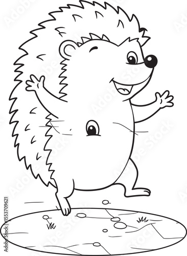  Hedgehog Outline an line art Coloring Pages Vector White color background 