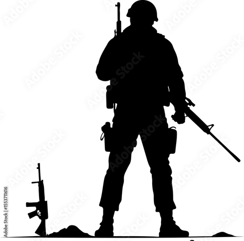 soldiers, military, army Silhouette of Soldiers on a Hill verctor bundle