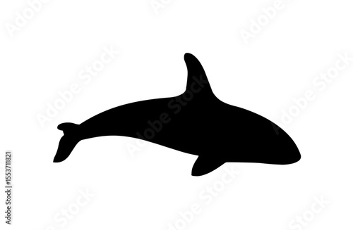 Simple black silhouette of an orca whale, profile view.
