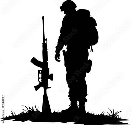 soldiers, military, army Silhouette of Soldiers on a Hill verctor bundle