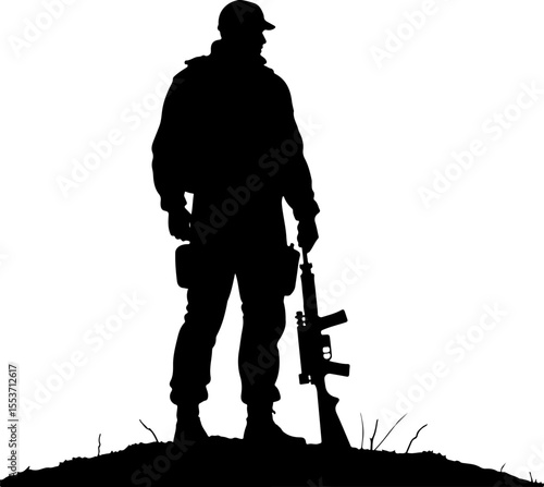 soldiers, military, army Silhouette of Soldiers on a Hill verctor bundle