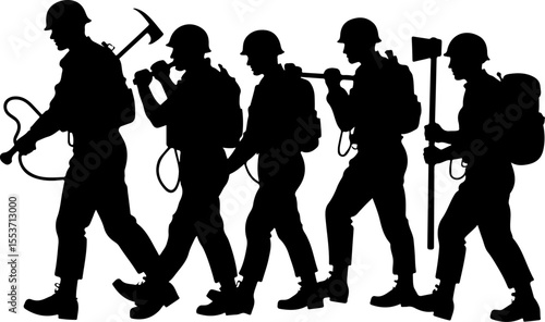 soldiers, military, army Silhouette of Soldiers on a Hill verctor bundle