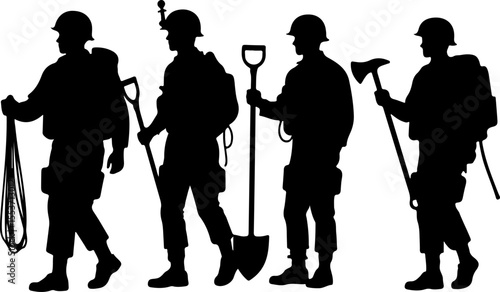 soldiers, military, army Silhouette of Soldiers on a Hill verctor bundle