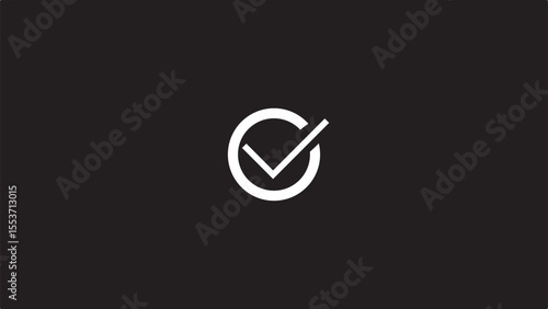 Checkmark Icon and Logo template, approve, certify, confirm, corroborate, endorse, justify, legalize, legitimize, substantiate, verify marker on white background.