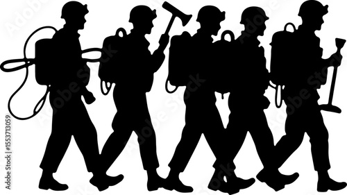 soldiers, military, army Silhouette of Soldiers on a Hill verctor bundle