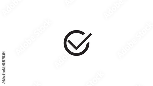 Checkmark Icon and Logo template, approve, certify, confirm, corroborate, endorse, justify, legalize, legitimize, substantiate, verify marker on white background.