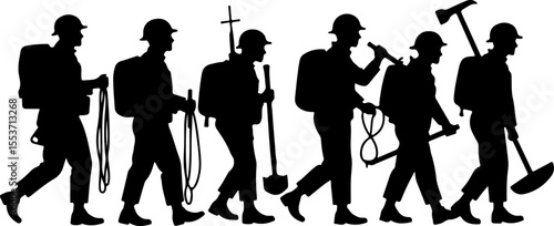 soldiers, military, army Silhouette of Soldiers on a Hill verctor bundle