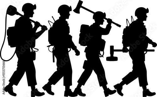 soldiers, military, army Silhouette of Soldiers on a Hill verctor bundle