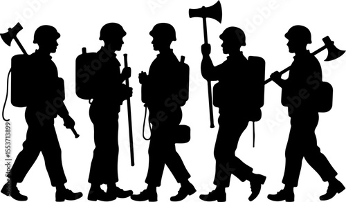 soldiers, military, army Silhouette of Soldiers on a Hill verctor bundle