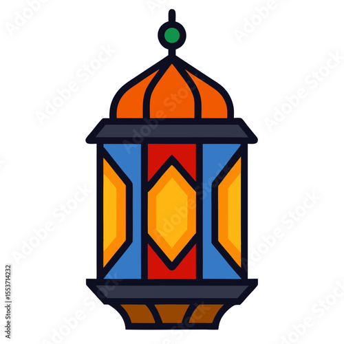 Colorful islamic lantern with geometric patterns and dome top