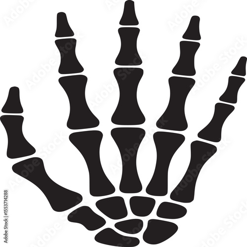 Skeleton hand vector illustration for halloween design and medical anatomy graphic element isolated on white on transparent background silhouette