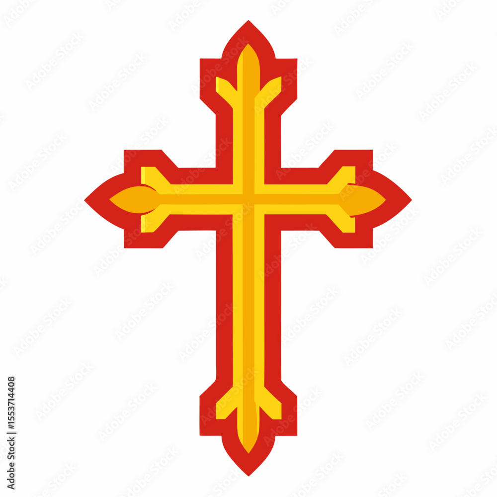 Obraz premium Ornate red and yellow christian cross symbol