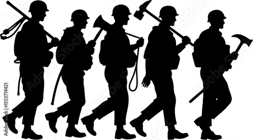 Soldiers Marching with Megaphones vector bundle