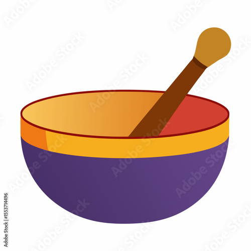 Colorful mortar and pestle illustration for grinding ingredients